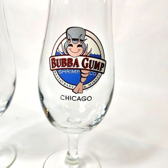 Set 3 Bubba Gump Shrimp Co Chicago Hurricane Glasses 9.75" Tall Restaurant - Picture 2 of 6